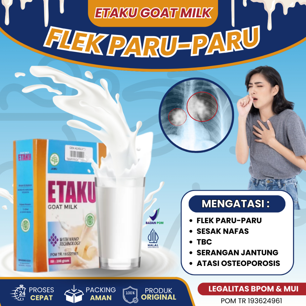 

Etaku Goat Milk Obat Flek Paru-Paru, Obat TBC Tuberkulosis, Obat Pembersih Paru Paru, Obat Sesak Nafas, Obat Paru-Paru Kotor, Obat Asma, Radang Paru, Nyeri Dada, Infeksi Saluran Pernafasan, Batuk Berdahak, Osteoporosis Untuk Anak Dan Dewasa