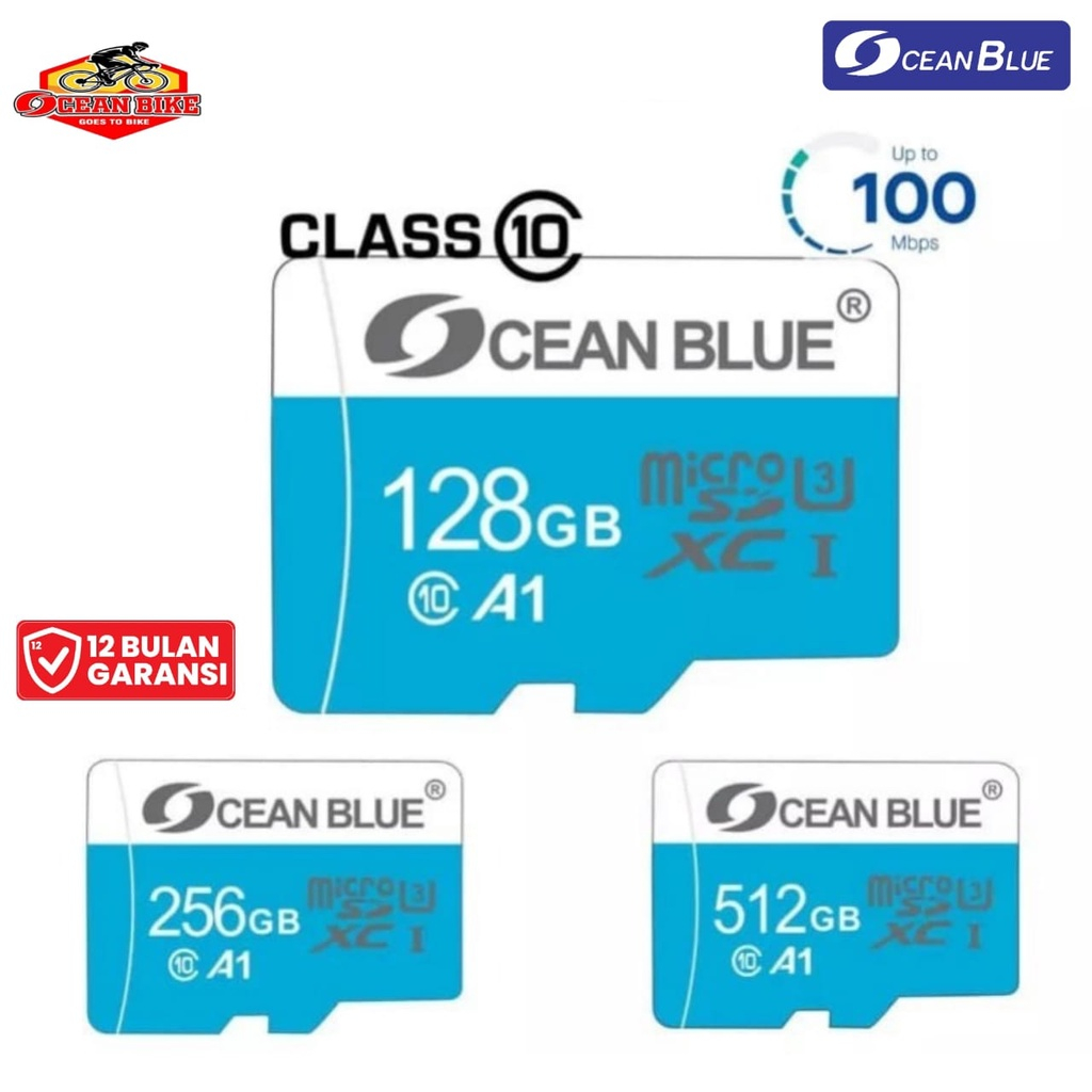 OCEANBLUE Memory Card Hp micro SD Kartu Memori MMC TF Class10 U3 128 256 512 GB 100MB/s Kamera CCTV