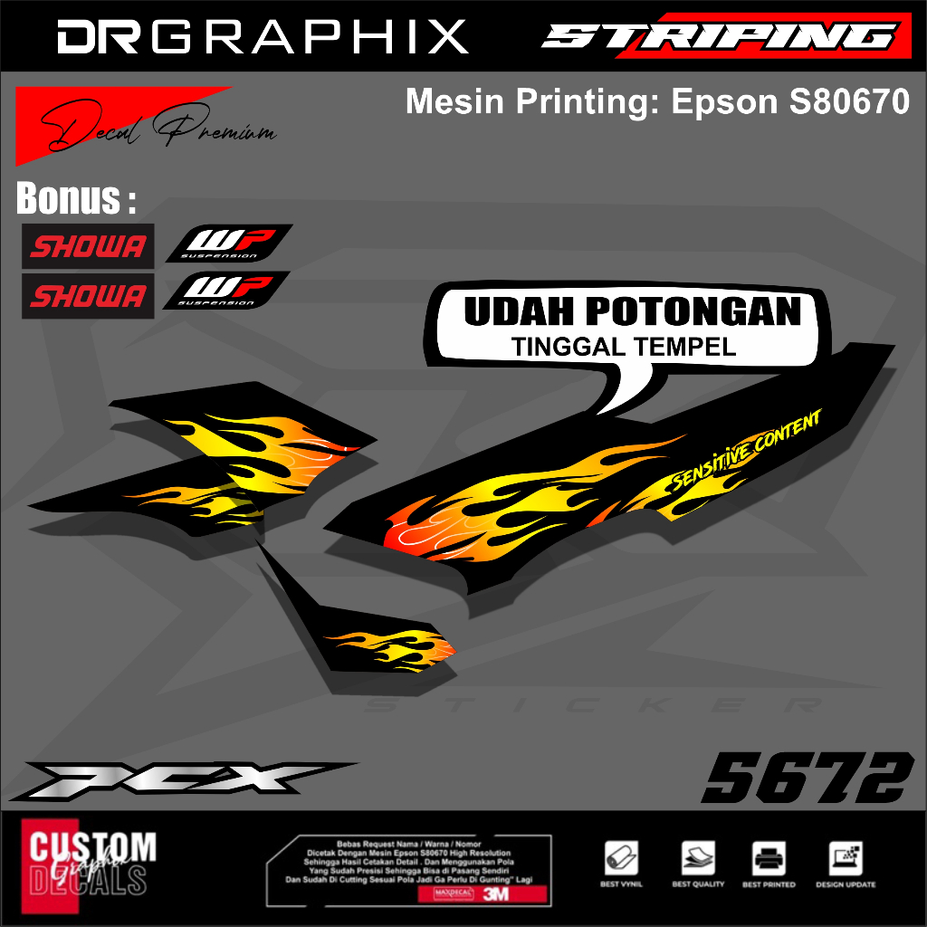 Variasi List Body PCX 150 Berbagai Motif Unik /Striping Sticker Motor PCX 150