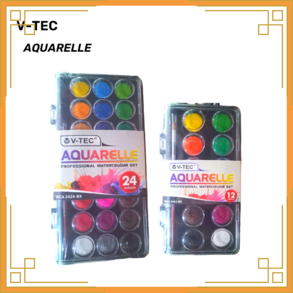 

V-TEC Watercolo cake 12 dan 24 warna aquarelle