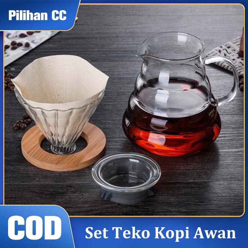 Teko Kopi Awan,Teko Berbagi Kopi,Teko Kopi Seduh Tangan,Teko Kopi, Teko Kaca Tahan Panas,Teko Tetes
