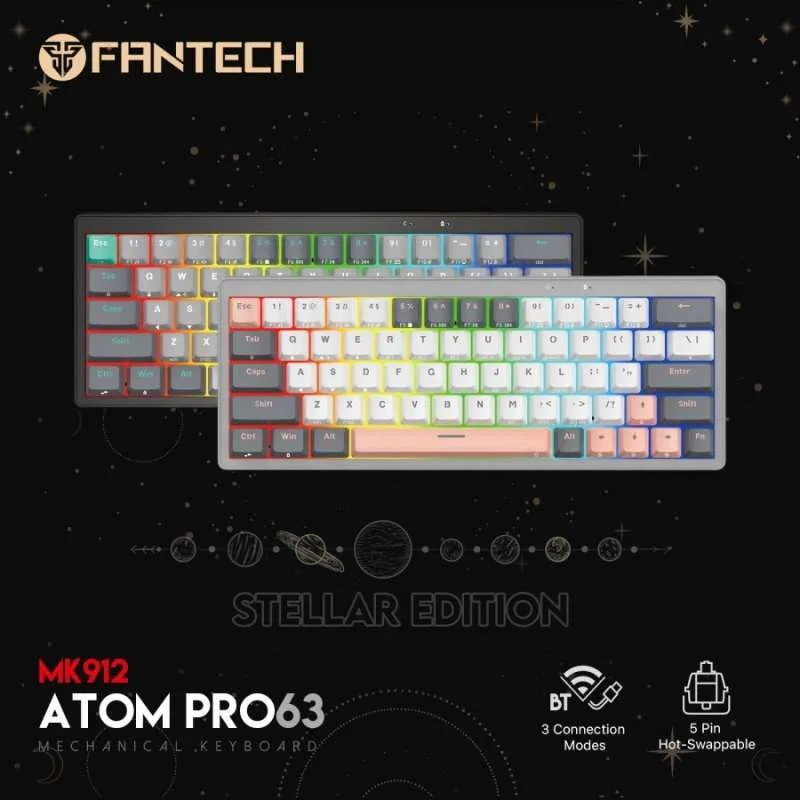 Fantech ATOM PRO63 MK912 Keyboard Mekanik 60% Wireless - Mercury Red Switch