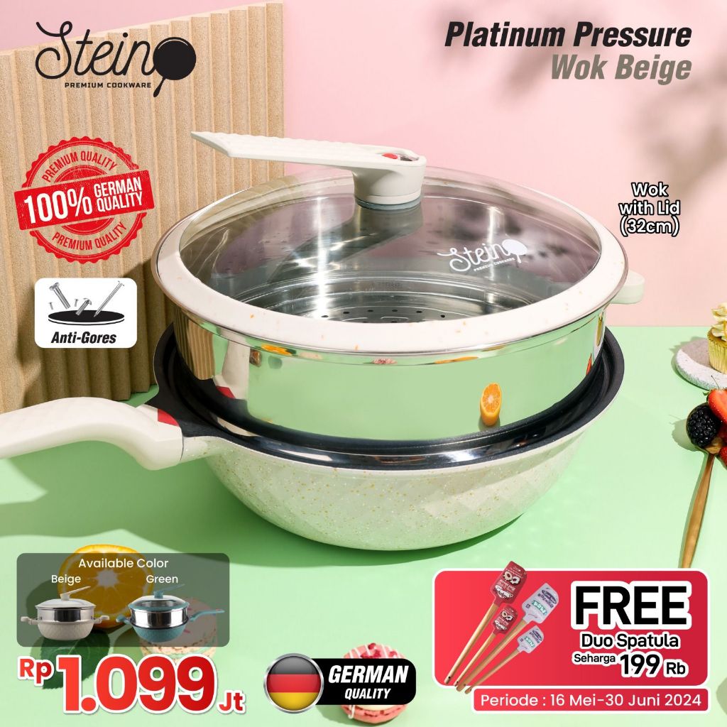 Steincookware Stein Wok Platinum Pressure cooker Kukusan Semi Presto