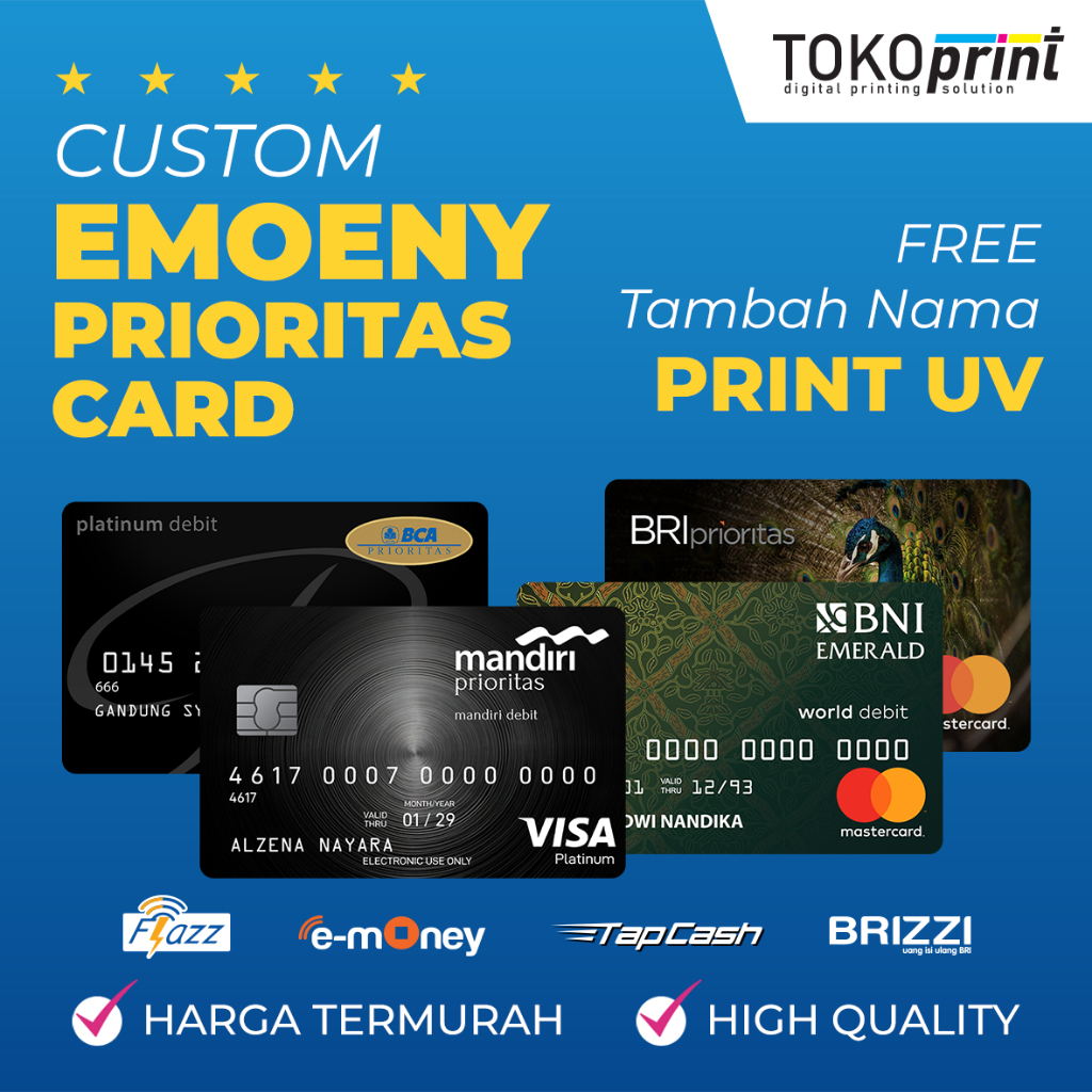 CUSTOM PRIORITAS CARD EDITION KARTU E TOLL EMONEY FLAZZ TAPHCASH BRIZZI BCA MANDIRI BNI BRI