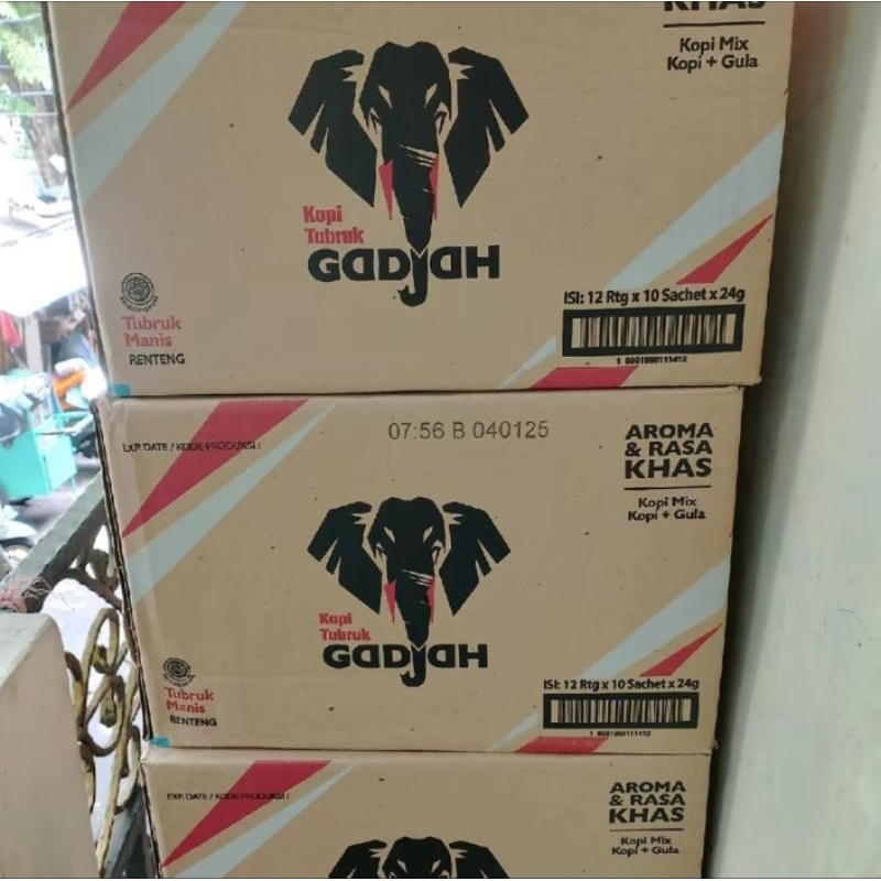 

1 KARTON KOPI MIX GADJAH KOPI+GULA ISI 120 SACHET