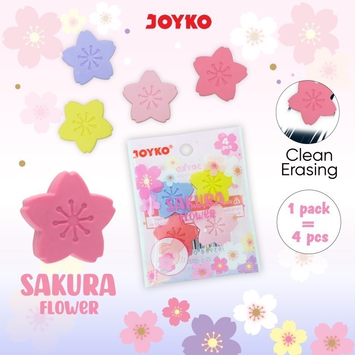 

Penghapus Eraser Joyko ER-142 Sakura Flower 1 Pack 4 Pcs - ATK