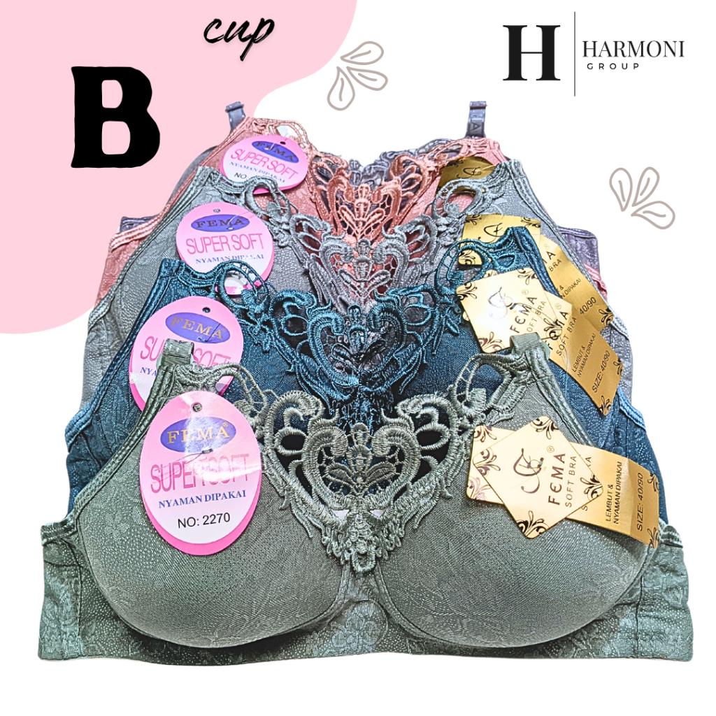 BRA BRUKAT RENDA BH TANPA KAWAT FEMA 202 FEMA 2270 CUP KECIL KAIT 2 SIZE 34 - 40