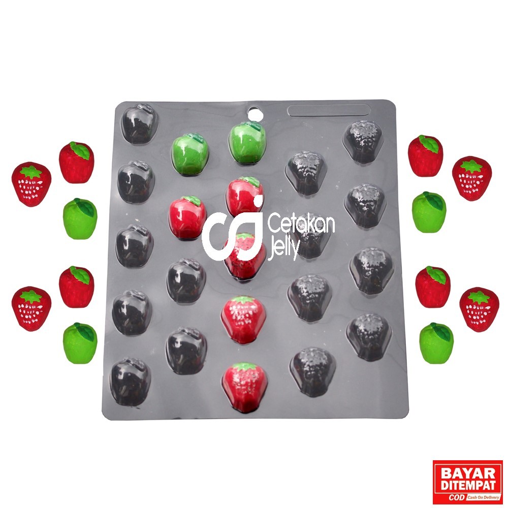 CJ Cetakan Coklat Cokelat Buah Strawberry Strawbery Tomat 22 Cav Dekorasi Hias Kue Cake Plastik
