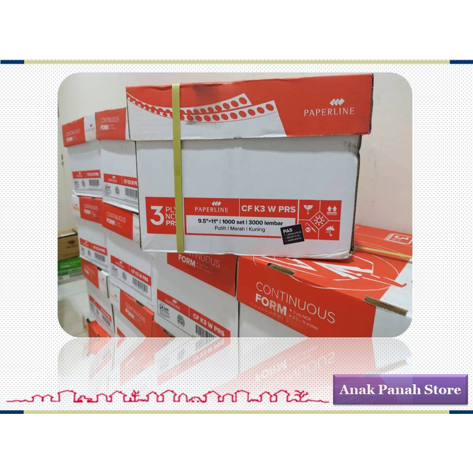 

Continuous Form Uk. 9.5" x 11"/2, 3 ply NCR Bagi 2 Merk Paperline