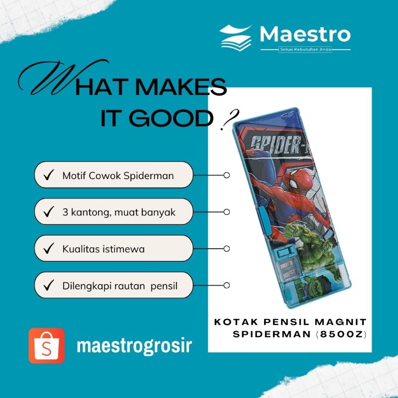 

Pencil Case Magnet Spiderman 8500Z / Kotak Pensil Marvel / Tepak Pensil Spiderman Terbaru