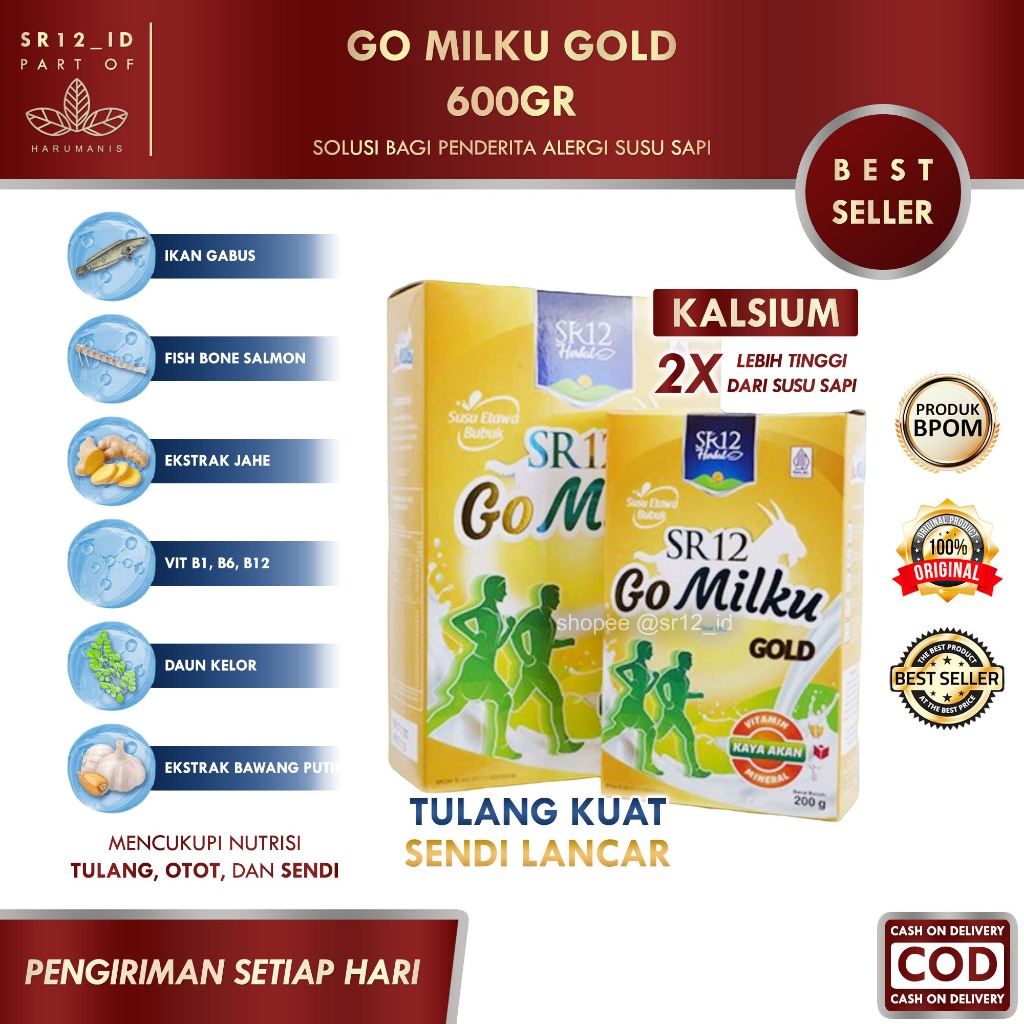 

GO MILKU GOLD 600GR SR12 / GOMILKU SR12 / SUSU KAMBING ETAWA SR12
