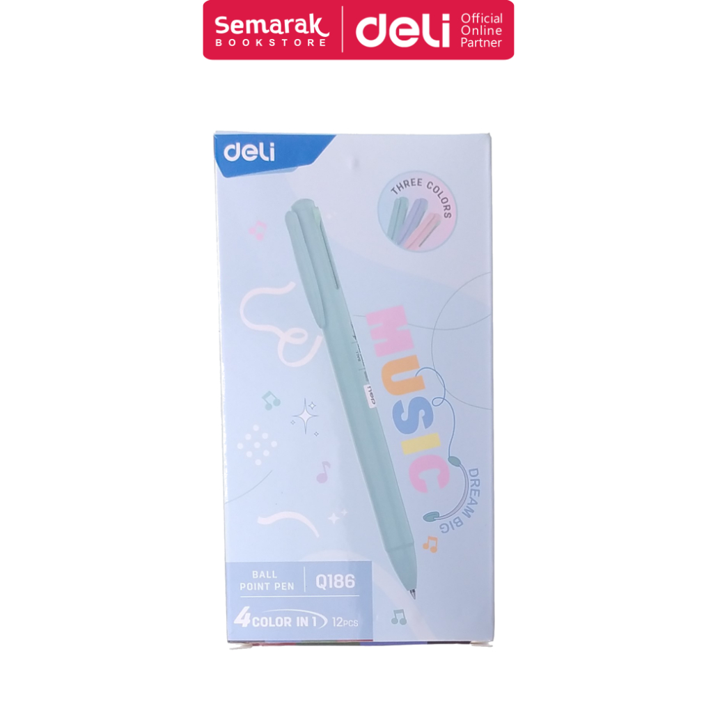 

Deli Q186 4 Color Retractable Pen Pulpen Cetek Warna 0.5 mm [1 Pack / 12 Pcs]