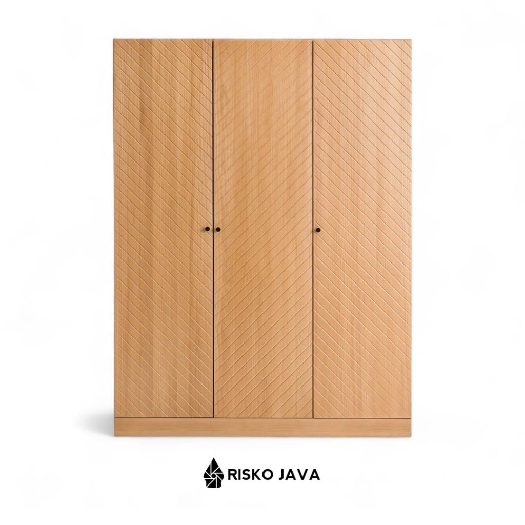 Almari 3 Pintu Kayu Jati / Lemari Pakaian  Minimalis / Almari Ruang Penyimpanan | DARIO