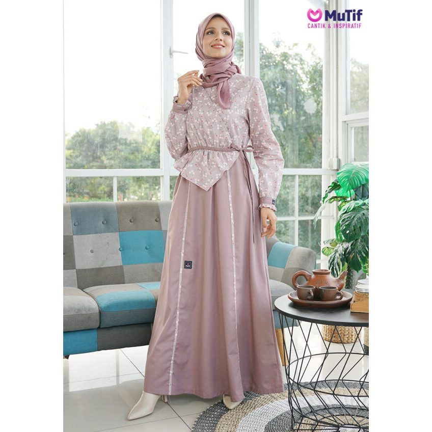 Mutif Firly Purple Mauve Orchide Dress Cantik Gamis MuslimahTampilan Elegant