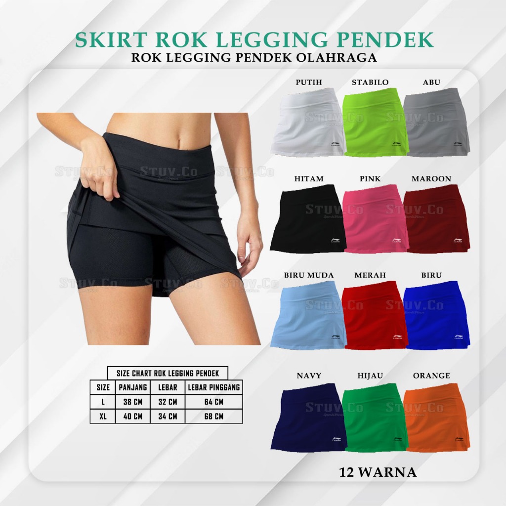 Skirt Sport 2IN1 Rok Legging Pendek Sepeda Yoga Rok Legging pendek Olahraga Wanita Bahan Hyget Elast