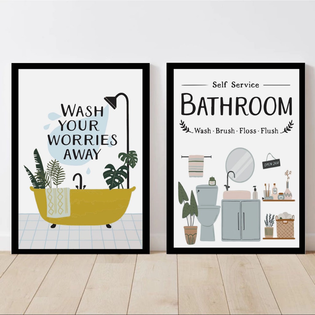 hiasan dinding aesthetic | hiasan dinding kamar mandi - Decor Minimalis Set 2Pcs