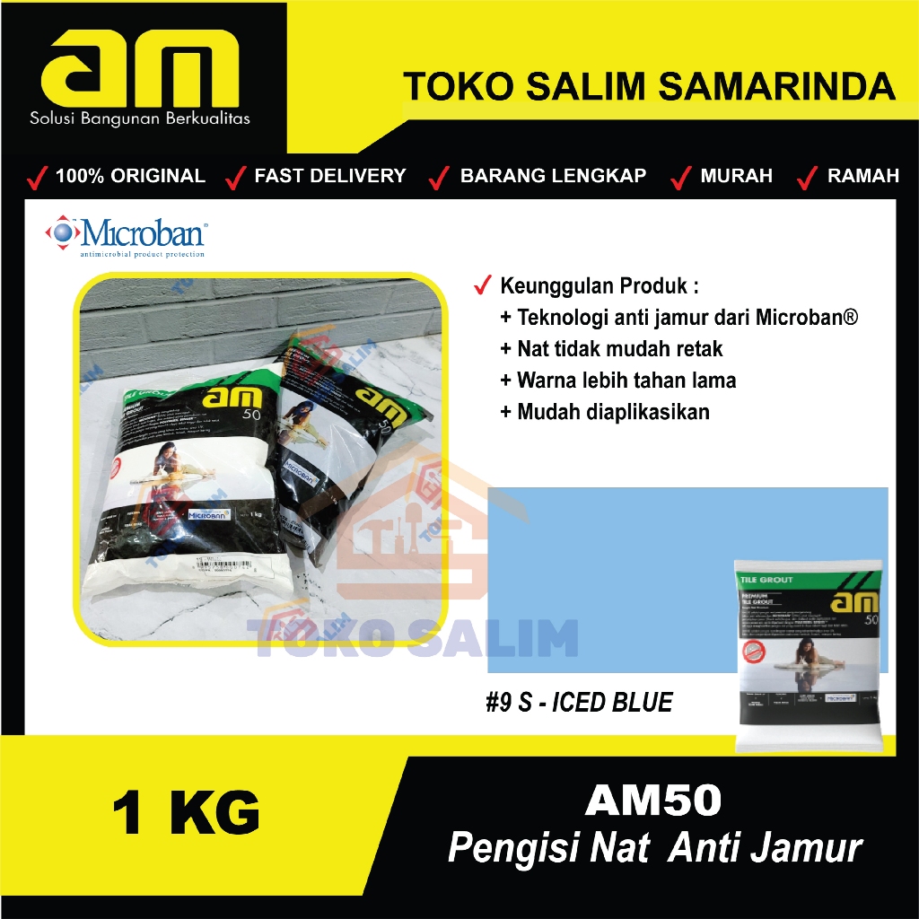 Nat Keramik AM 50 / Pengisi Nat Keramik / Semen Warna (Iced Blue) 1 KG