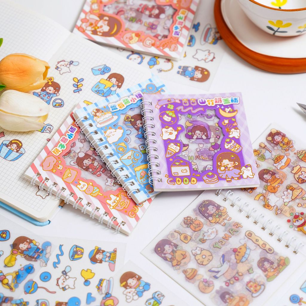 

VIRAL! BUKU STIKER SET 2IN1 ISI NOTEBOOK STIKER KAWAII DENGAN PEN CUTTER PEMOTONG STIKER BS