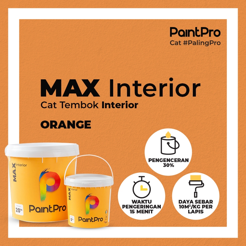 PaintPro MAX Orange Cat Tembok 5 Kg Interior Warna Orange