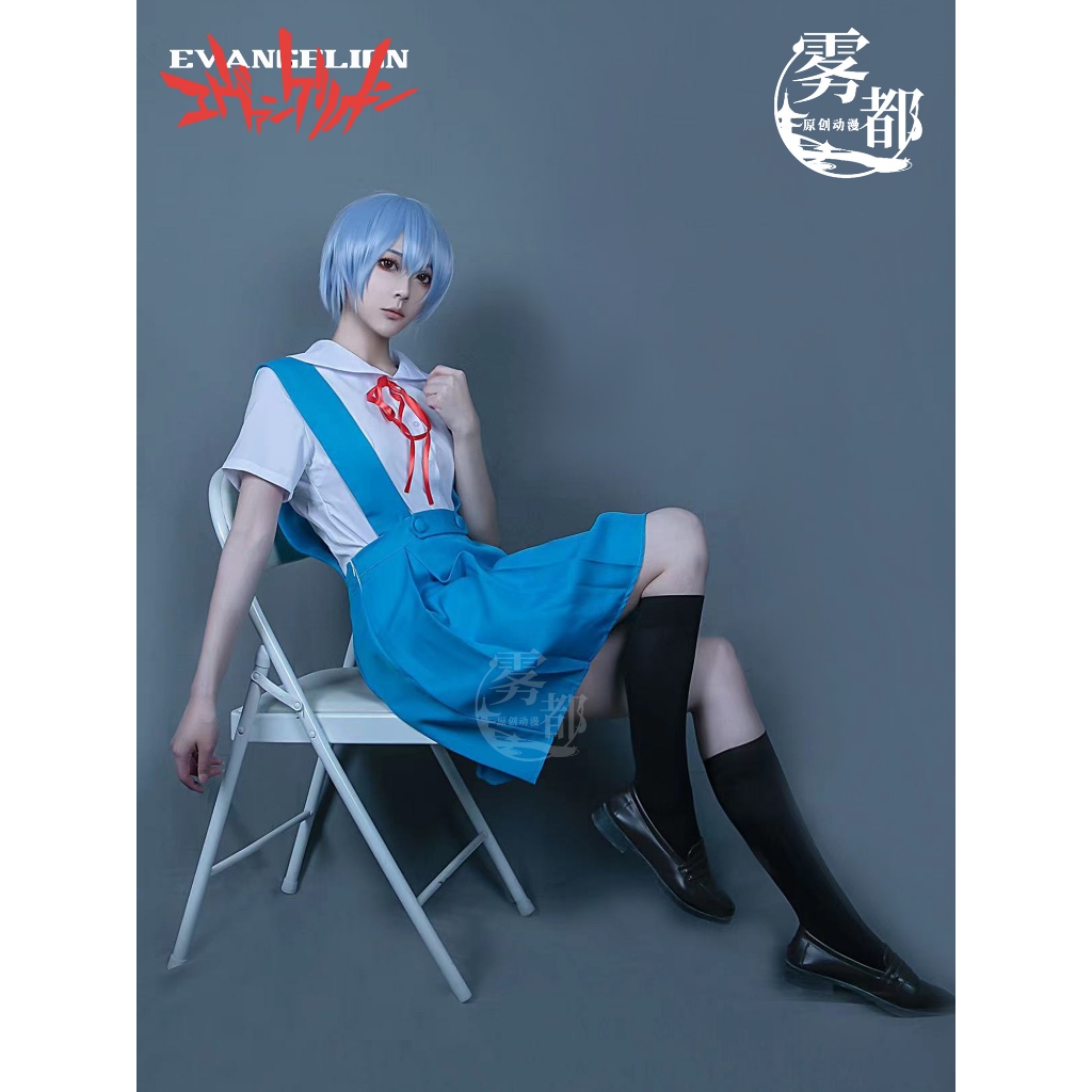 【wudu】 Evangelion cosplay Rei Ayanami cosplay costume and Rei Ayanami wig / Rei Ayanami shoes