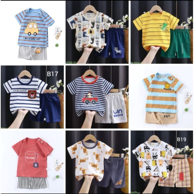AZ-ZAHRA_SHOP1122 - KIDS SUIT PENDEK setelan anak bahan kaos+celana