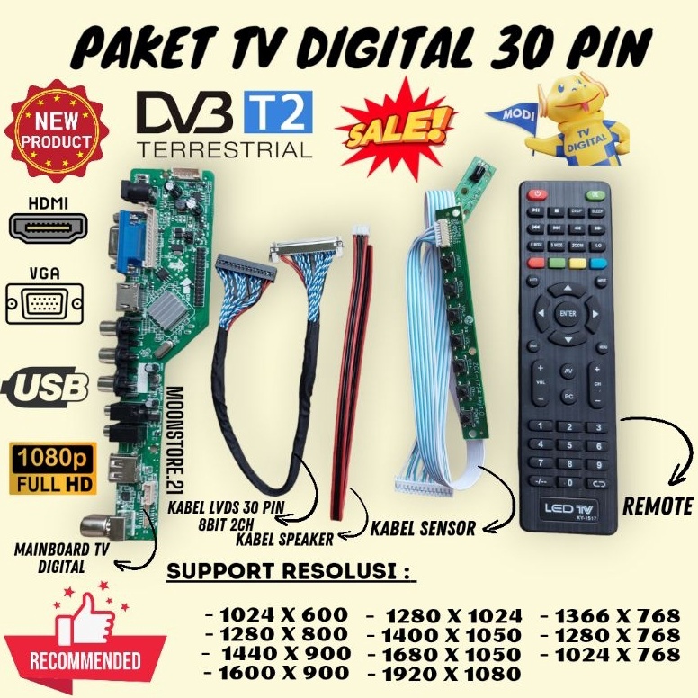 KODE D43C PAKET MAINBOARD LCD LED TV DIGITAL DV3 T2 3 PIN