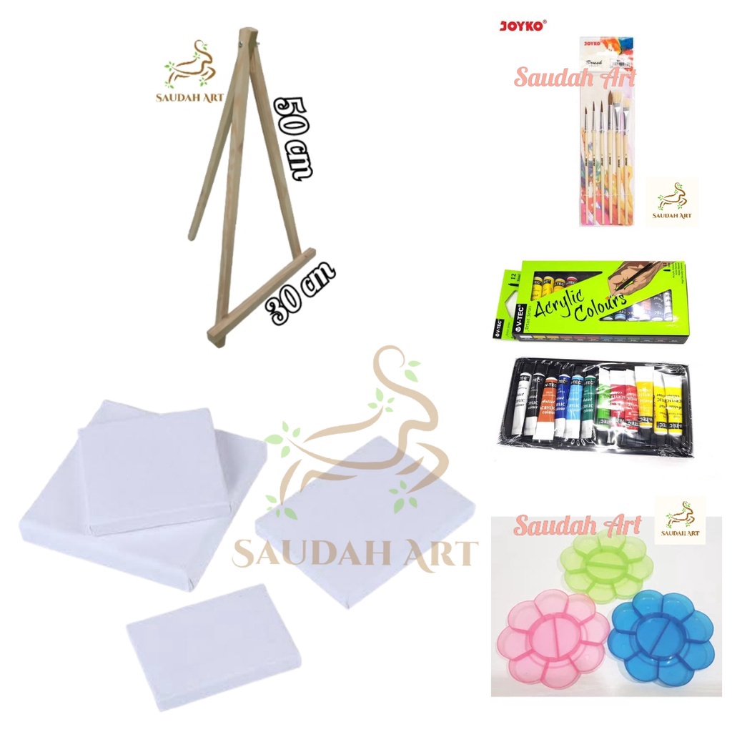 

STOK SEDIKIT Paket Lukis Lengkap kanvaskuaspaletcat akrilikeasel