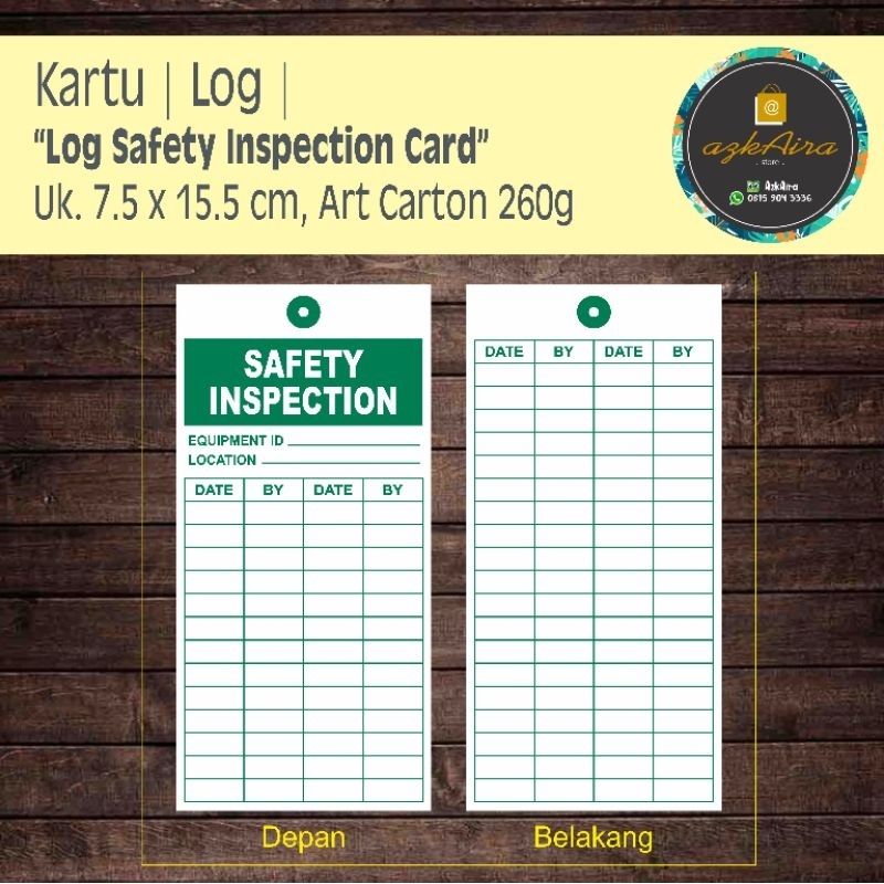 

Kartu Log Safety Inspection Record Card