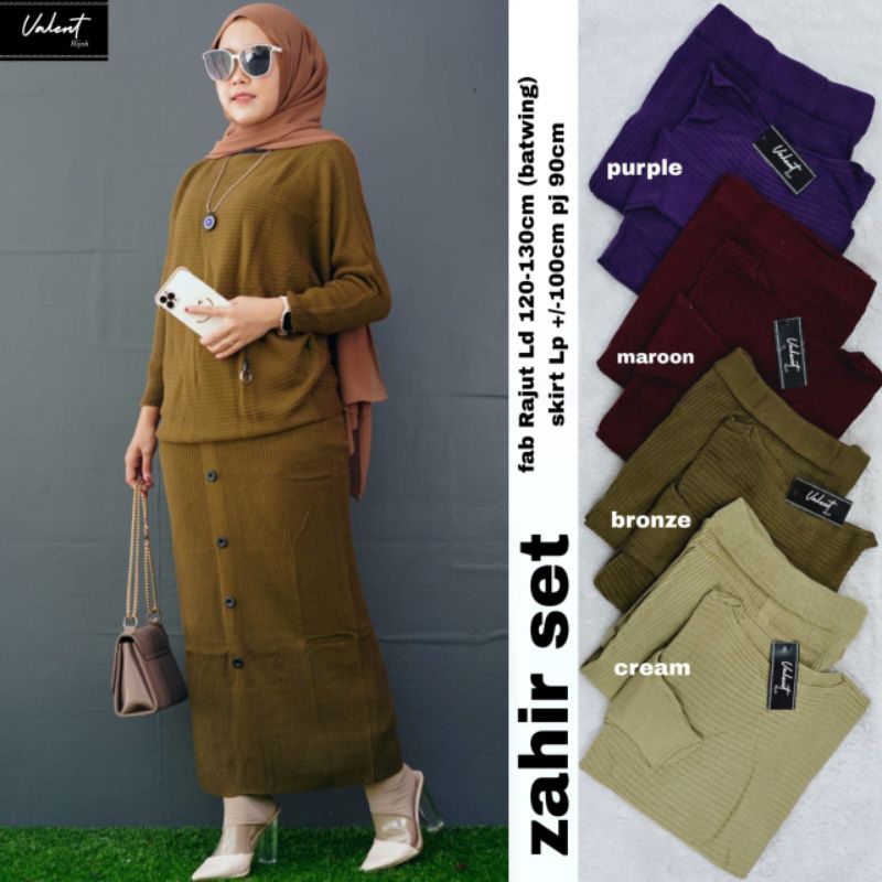 Baju Setelan Wanita Terbaru Zahir Set Jumbo XXL XXXL Setelan Rok Mat Kaos Knit Rajut Pinggang Karet 