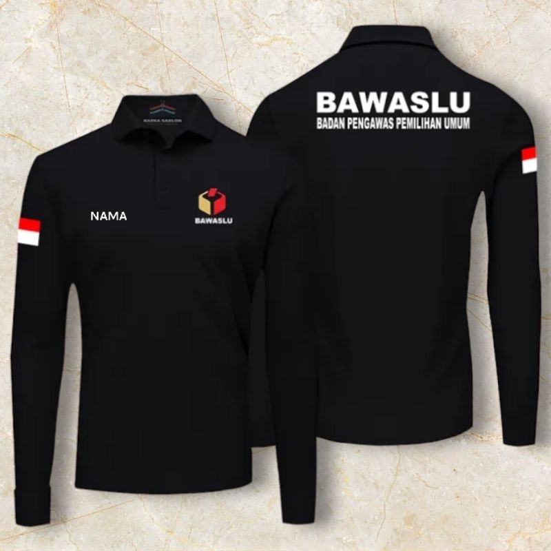 Baju BAWASLU Kaos Bawaslu Hitam Lengan Panjang