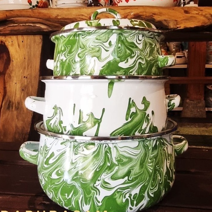 HEBOH Panci Set Enamel Blurik Jadul Besar Premium