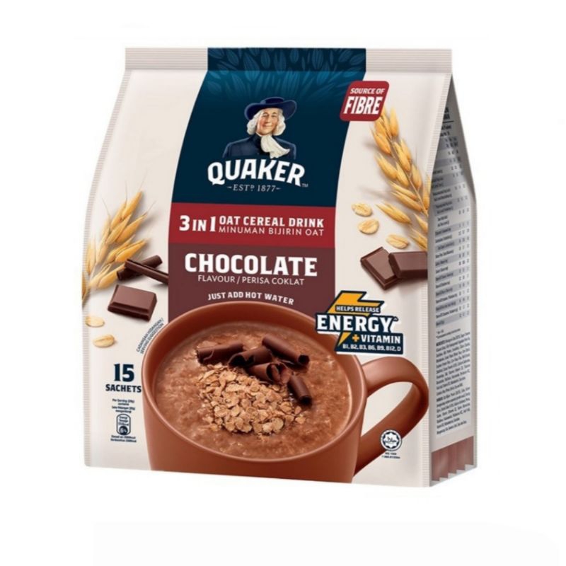 QUAKER 3 in 1 Chocolate Oat Sereal Malaysia (15 sachet)