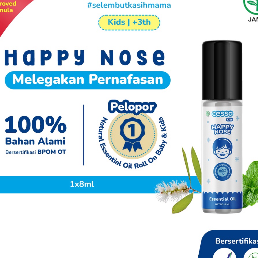 

HJ6 Cessa Kids Happy Nose Essential Oil Pereda Batuk Pilek Anak
