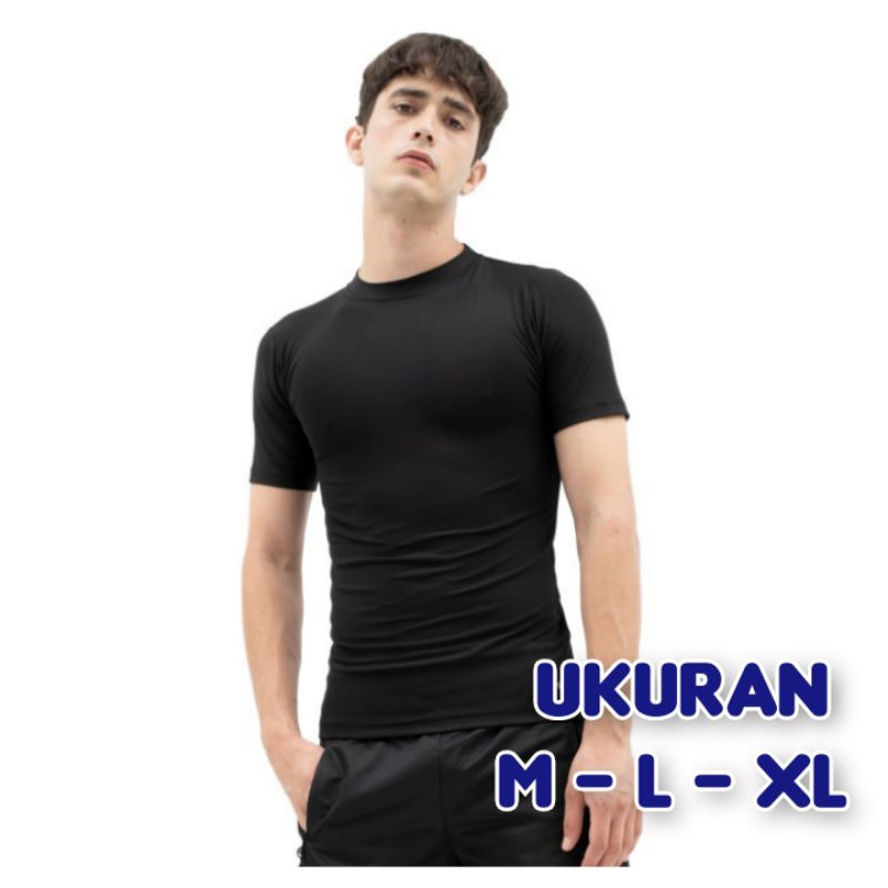 BEST QUALITY - Kaos Manset pendek ukuran M L XL Baju Baselayer Tangan pendek olahraga pria wanita