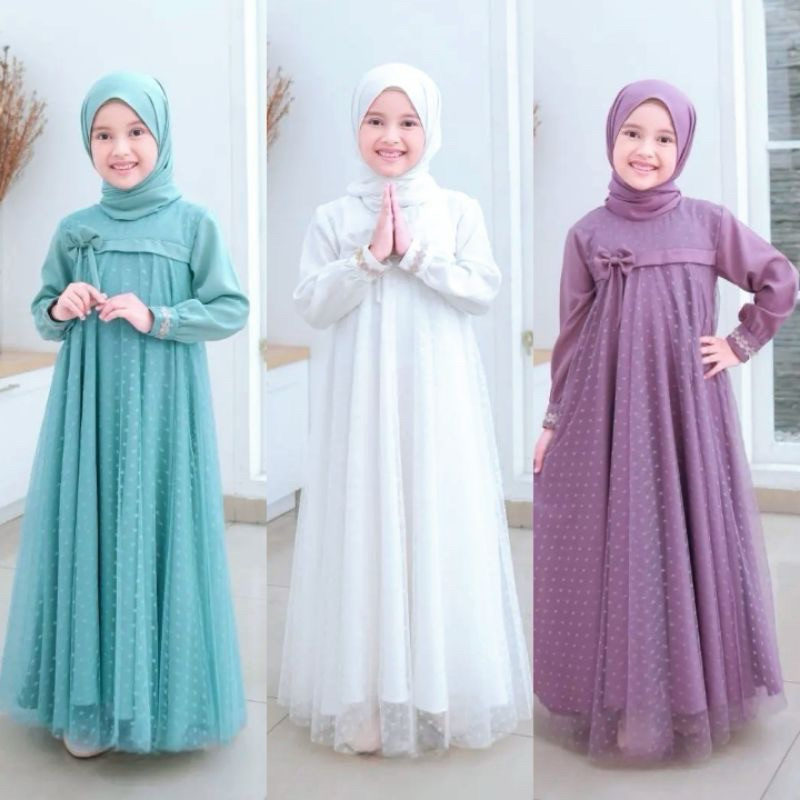 dress anak perempuan putih elegan | dress anak muslimah terbaru | gamis anak perempuan lengan panjan