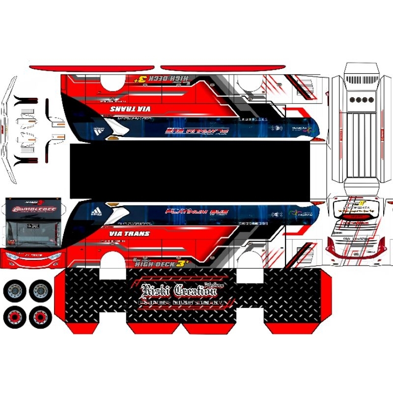 POLA STIKER MINIATUR BUS BASURI VIA TRANS BUMBLEBEE