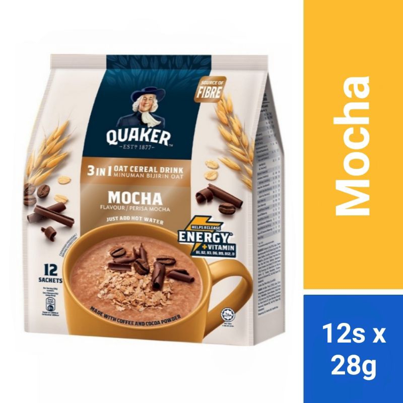 

QUAKER 3in1 Mocha Oat Sereal Malaysia (28g x 12 sachet)
