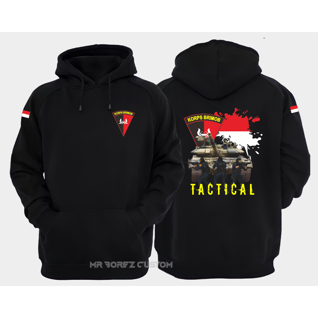 Hoodie Brimob Tactical Indonesian Police / Jaket Hoodie Tactical Korps  Brimob katun Pleece Tebal Le