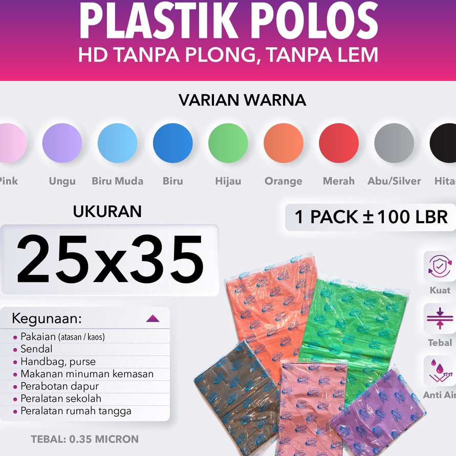 Promo Kantong plastik tanpa plong polos 25x35 Plastik packing Plastik olshop plastik tanpa plong