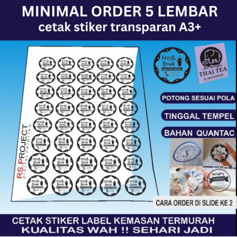 

CETAK STIKER TRANSPARAN A3+ ANTI AIR (PRINT & CUT)