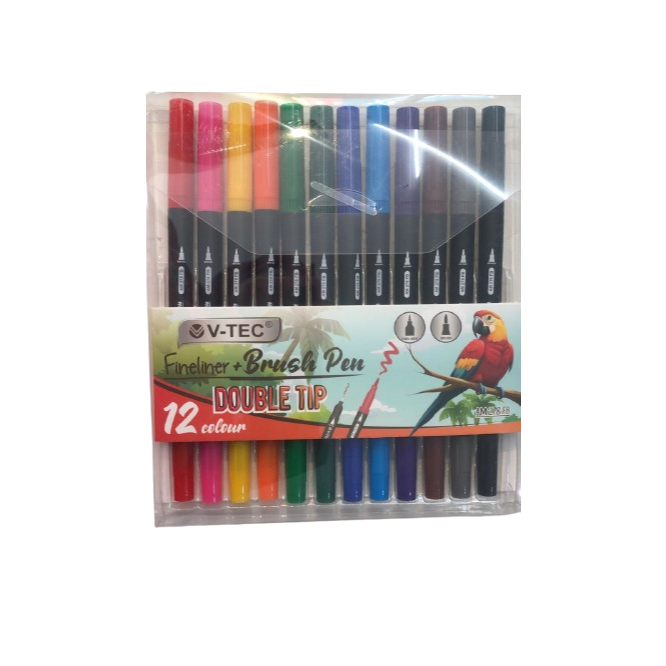 

Fineliner+Brush pen double tip V-TEC 12W