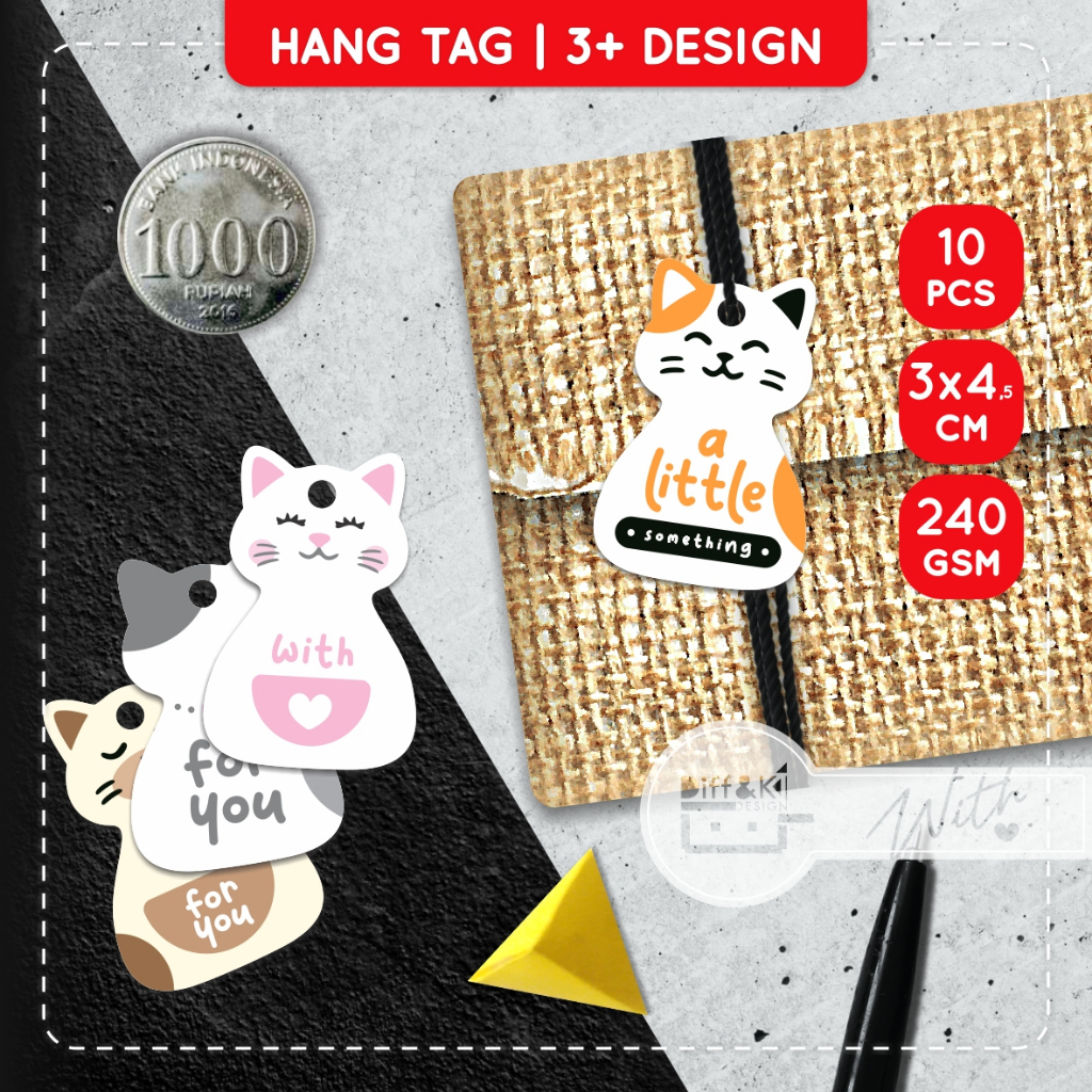 

Label Gift Hang Tag for You a little something with love handmade homemade Aksesoris Souvenir Bentuk Kucing Lucu Imut Glossy Packaging Hampers Wrapping Kado Hadiah DIY Craft