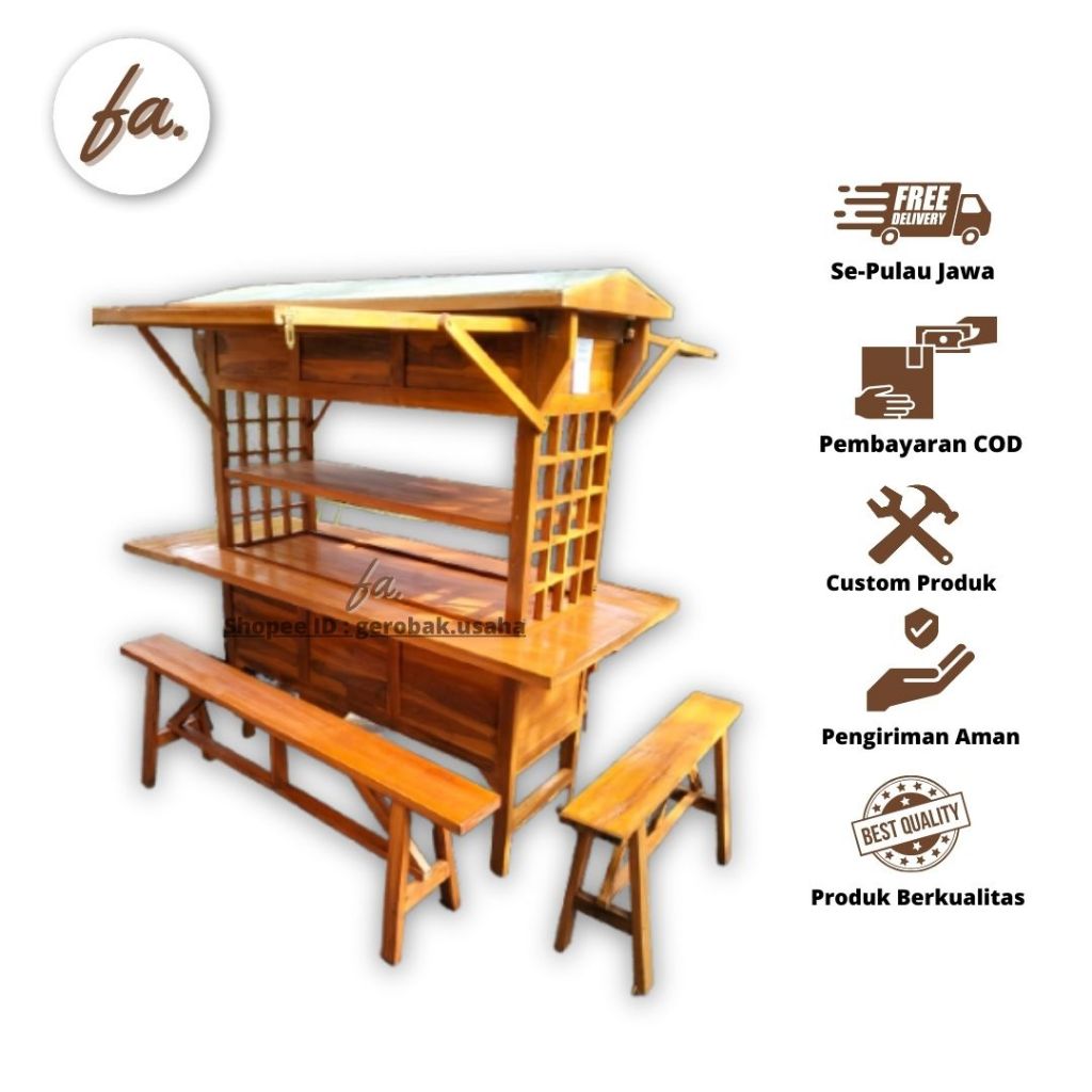 Gerobak Angkringan Jepang Shaf Sayap Lipat