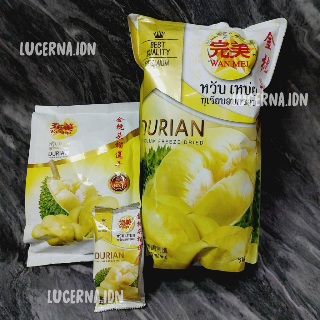 

Wan Mei Durian Vacuum Freeze Dried Single pack/ Medium (4 Pack)/ Large (6 Pack)/Snack Thailand