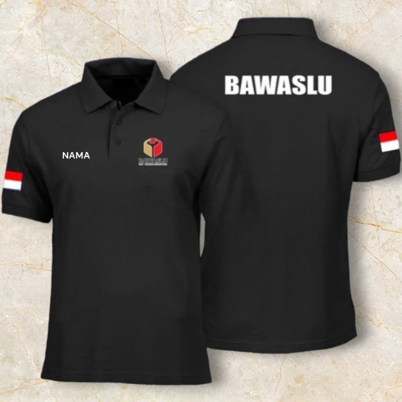 Kaos Krah BAWASLU Baju Bawaslu Hitam Lengan Pendek