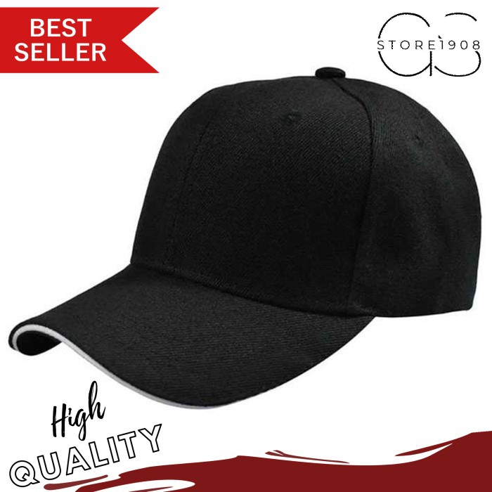Topi Pria Wanita Baseball Polos Keren - Hitam