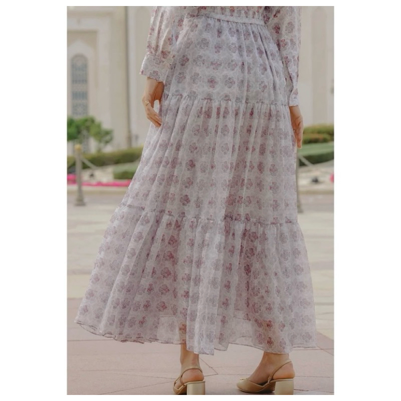 Oneset festive dravery Blouse & festive maxi shirt  size s ivory