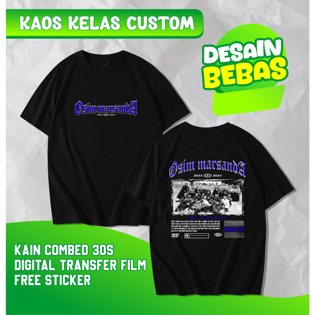 Kaos Kelas warna Hitam Desain Suka suka