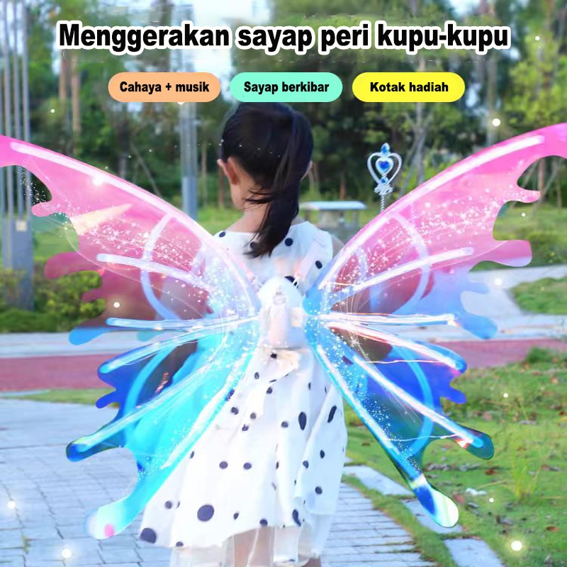 SAYAP KUPU KUPU Sayap Kupu-kupu Elektrik Sayap malaikat Elf dekorasi punggung malaikat Mainan anak
