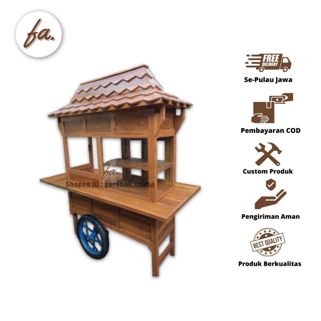 Gerobak Angkringan Etalase Joglo Sirap